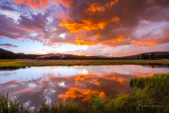 Tuolumne Meadows Stormy Sunset Reflection, Yosemite