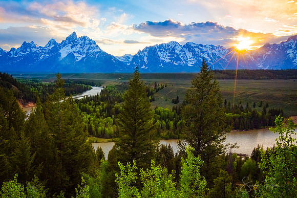 The Grand Tetons And Snake River Sunset